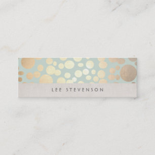 Carte De Visite Mini Trendy Gold Circles Pale Turquoise Lin Look