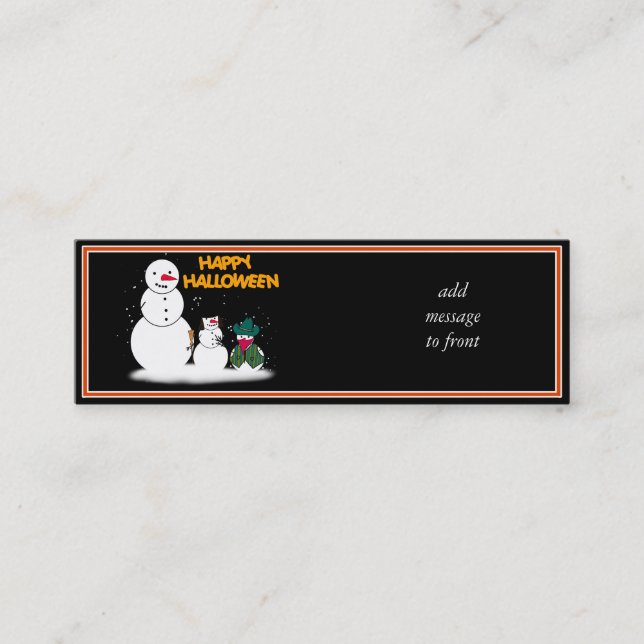 Carte De Visite Mini Tricoter ou traiter Halloween Snowmen (Devant)
