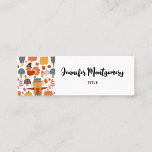 Carte De Visite Mini Turquie et Scarecrow Thanksgiving Motif