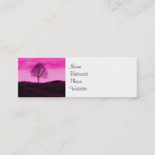 Carte De Visite Mini Un seul arbre Silhouette Paysage rose chaud