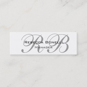 Carte De Visite Mini Unique Unique Monogramme Gris Blanc