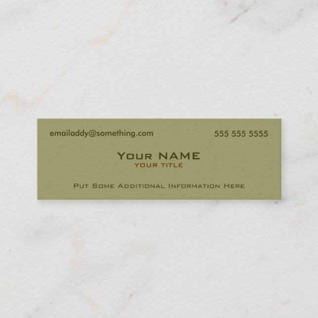 Carte De Visite Mini Vert militaire moderne (Devant)