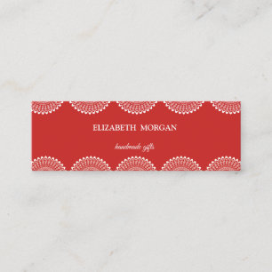 Carte De Visite Mini Vintage Élégant, Chic, Rouge, Dentelle blanche