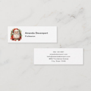 Carte De Visite Mini Vintage Noël Père Noël Souriant