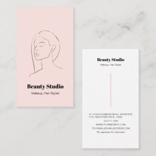 Carte De Visite Mini-Visage Logo Coiffure Beauté Maquillage rose