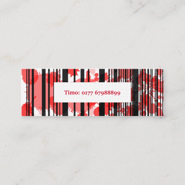 Carte De Visite Mini Visitenkarte Mini rot schwarz (Devant)