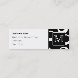 Carte De Visite Mini Votre lettre. Monogramme noir et blanc. Motif