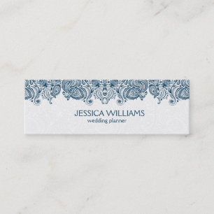Carte De Visite Mini Wedding planner en dentelle bleu et blanc Vintage 