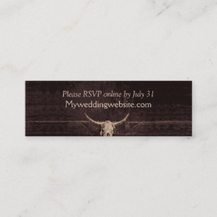 Carte De Visite Mini Western Rustic Bull Skull Mariage Pays Texture