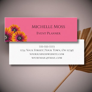 Carte De Visite Mini Whimsical Daisies Boho Pink Event Planner