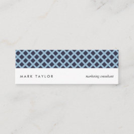 Carte De Visite Mini White navy blue grey criss-cross modern card