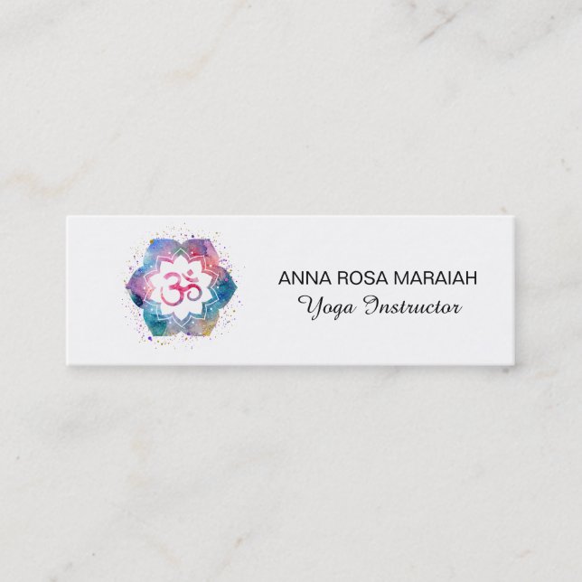 Carte De Visite Mini *~* Yoga Enseignant Reiki Massage Mindfult Om (Devant)