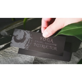 Carte De Visite Mini Yoga Méditation Instructeur Noir Argent Symbole ZE
