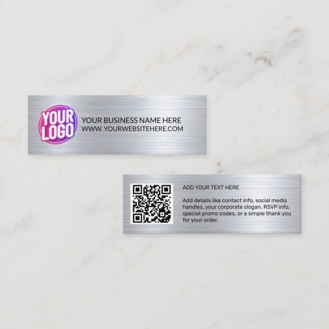 Carte De Visite Mini Your Business Company Team Logo & QR Code & Text (Devant / Derrière)