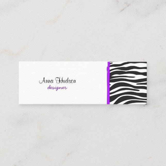 Carte De Visite Mini Zebra Print, Zebra Stripes, Noir Et Blanc (Devant)