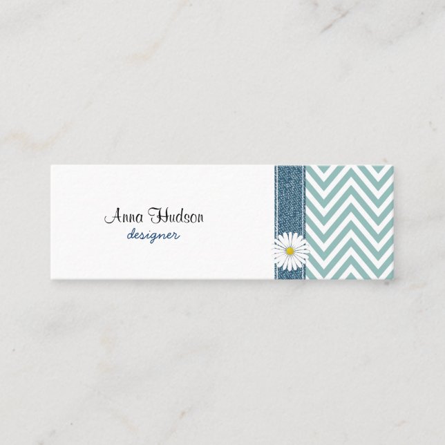 Carte De Visite Mini Zigzag bleu, Chevron bleu, Motif géométrique (Devant)