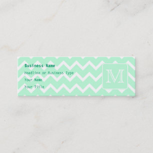 Carte De Visite Mini Zigzag vert en bon état avec le monogramme fait