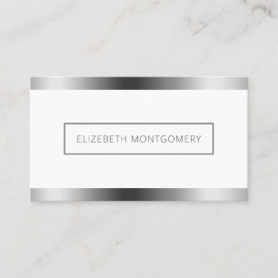 Carte De Visite Miniature minimaliste en argent blanc
