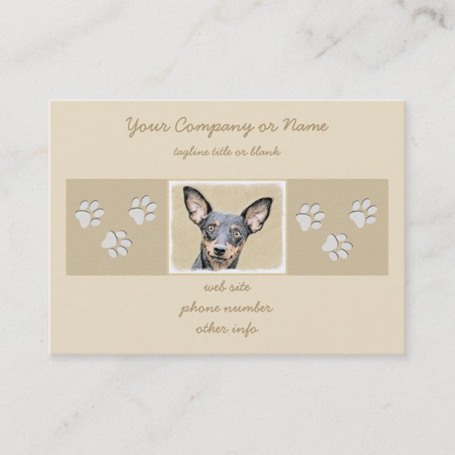 Carte De Visite Miniature Pinscher Peinture mignonne Chien Art ori (Devant)