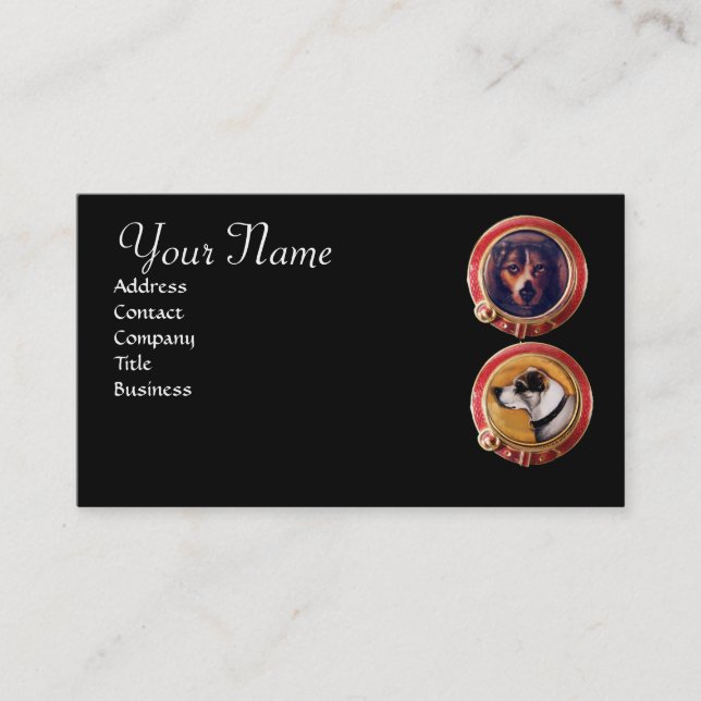 Carte De Visite MINIATURE PORTRAITS DE CHIEN MONOGRAM Vétérinaire (Devant)