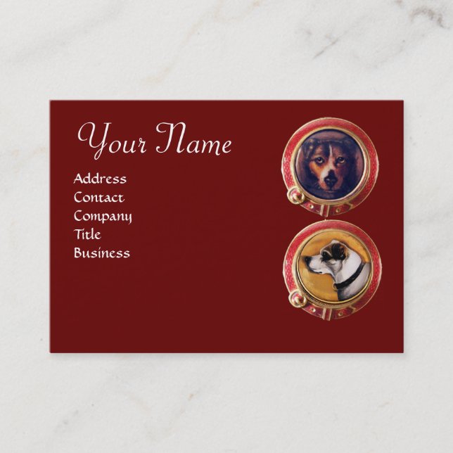 Carte De Visite MINIATURE PORTRAITS DE CHIEN Monogramme Vétérinair (Devant)