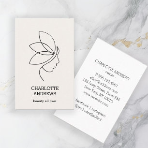 Carte De Visite Minimal, Beauté, Logo, Art Line, Beige