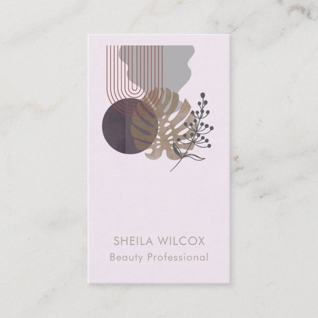 Carte De Visite Minimal Beauty Business Card | Abstract Botanical (Devant)