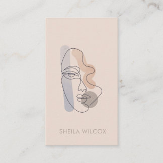 Carte De Visite Minimal Blush Pink Line Art Lady Business Card 