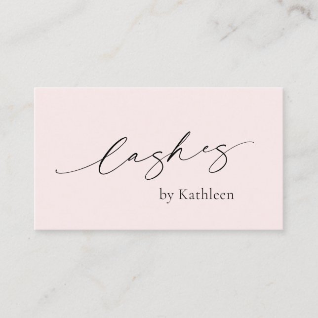 Carte De Visite Minimal Blush Rose QR Code Élégant Lashes Moderne (Devant)