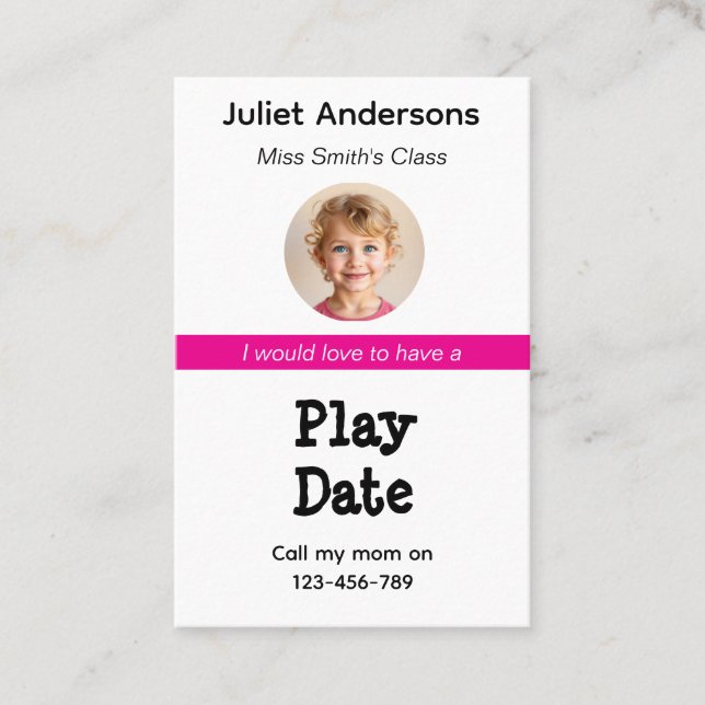 Carte De Visite Minimal Business Kid's Playdate Card (Devant)