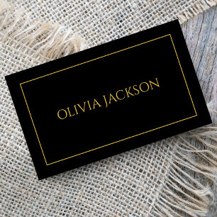 Carte De Visite Minimal Clean Black & Gold Typographie Professionn