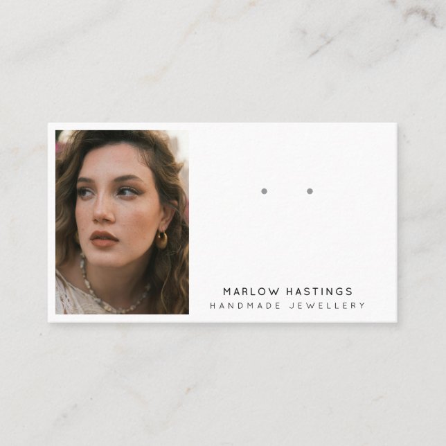 Carte De Visite Minimal Earring Jewellery Display Photo Qr Code  (Devant)