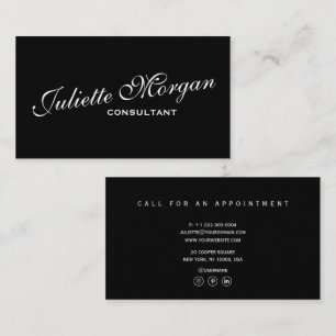 Carte De Visite Minimal Élégant Professionnel Simple Noir Blanc