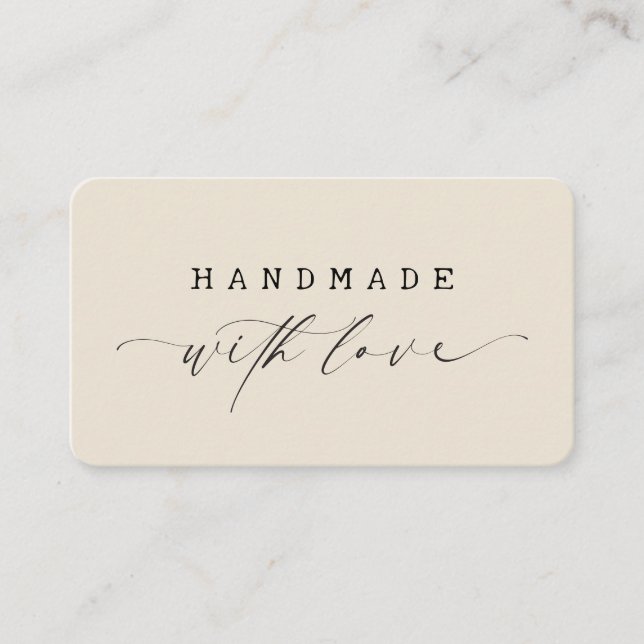 Carte De Visite Minimal Handmade with Love Script Custom Logo  (Devant)