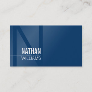 Carte De Visite MINIMAL initial simple moderne cool bleu foncé