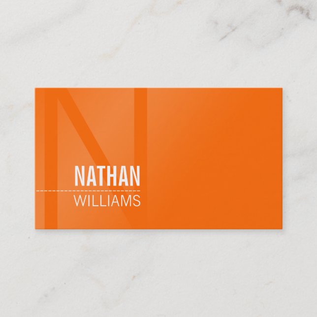 Carte De Visite MINIMAL initiale simple cool moderne clair orange (Devant)