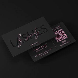 Carte De Visite Minimal Lash Tech Esthétique Noir Rose