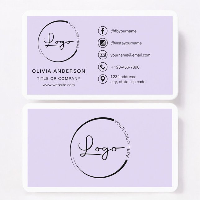 Carte De Visite Minimal Lilac Purple Business Branding (Créateur téléchargé)