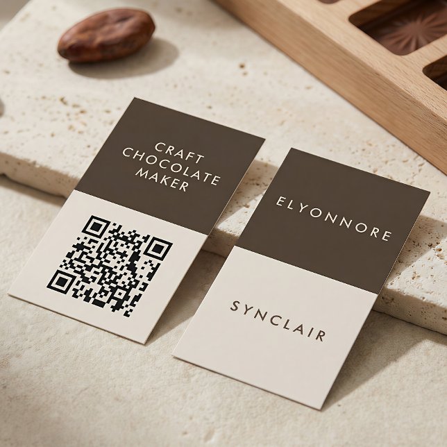 Carte De Visite Minimal Modern Craft Chocolate Maker Qr Code (Créateur téléchargé)