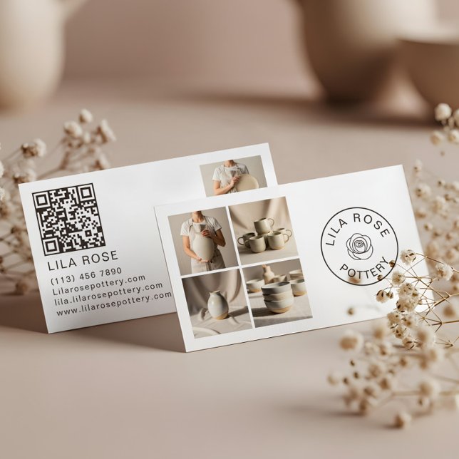 Carte De Visite Minimal Modern Photo Collage Pottery Professional (Minimal Modern Photo Collage Pottery Professtional Business Card)