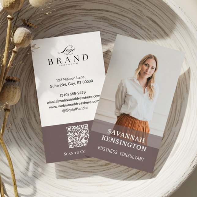 Carte De Visite Minimal Modern Professional Photo Company Logo QR (Minimal Modern Professional Photo Company Logo QR Business Card)