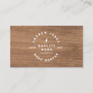 Carte De Visite Minimal moderne en bois foncé de typographie