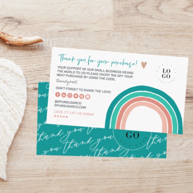Carte De Visite Minimal moderne | Merci arc-en-ciel gai (Créateur téléchargé)