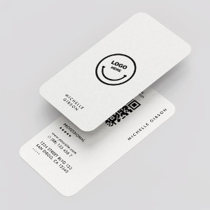 Carte De Visite Minimal moderne simple logo professionnel blanc QR