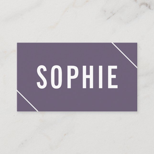 Carte De Visite Minimal moderne violet blanc Simple élégant élégan (Devant)