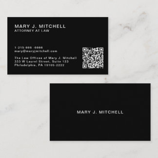 Carte De Visite Minimal Professional QR Code Black