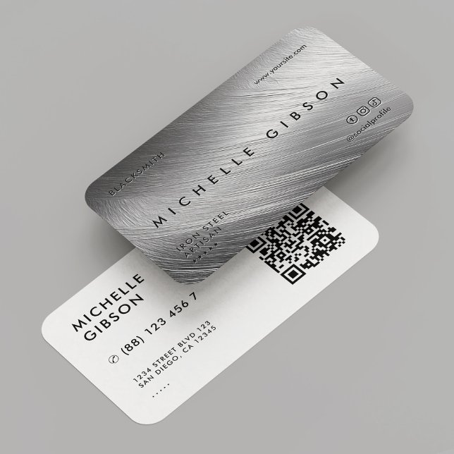 Carte De Visite Minimal professionnel Faux Argent Metallic Moderne (Minimal Professional Faux Silver Metallic Modern Business Card
)