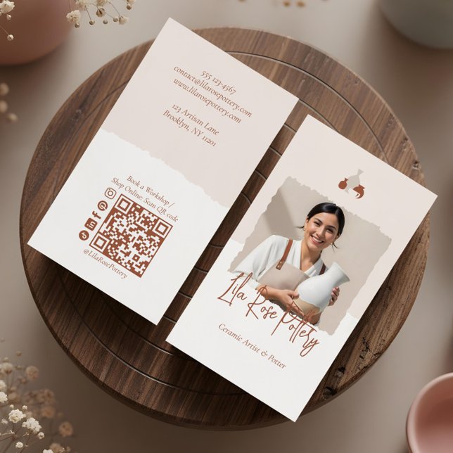 Carte De Visite Minimal Rustic Organic Handmade Pottery Design  (Minimal Rustic Organic Handmade Pottery Design Business Card)
