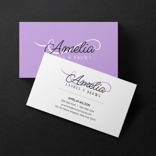 Carte De Visite Minimal Simple Blanc Cils Violet Sourcils 