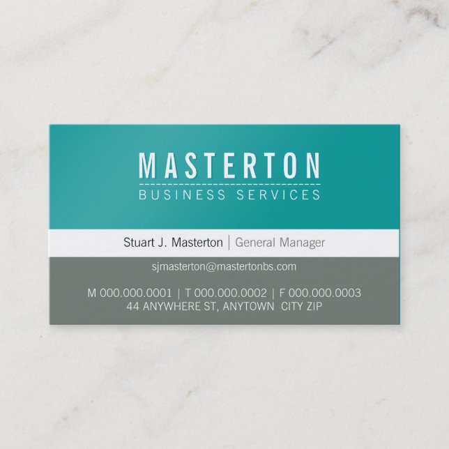 Carte De Visite MINIMAL simple entreprise simple turquoise bleu gr (Devant)